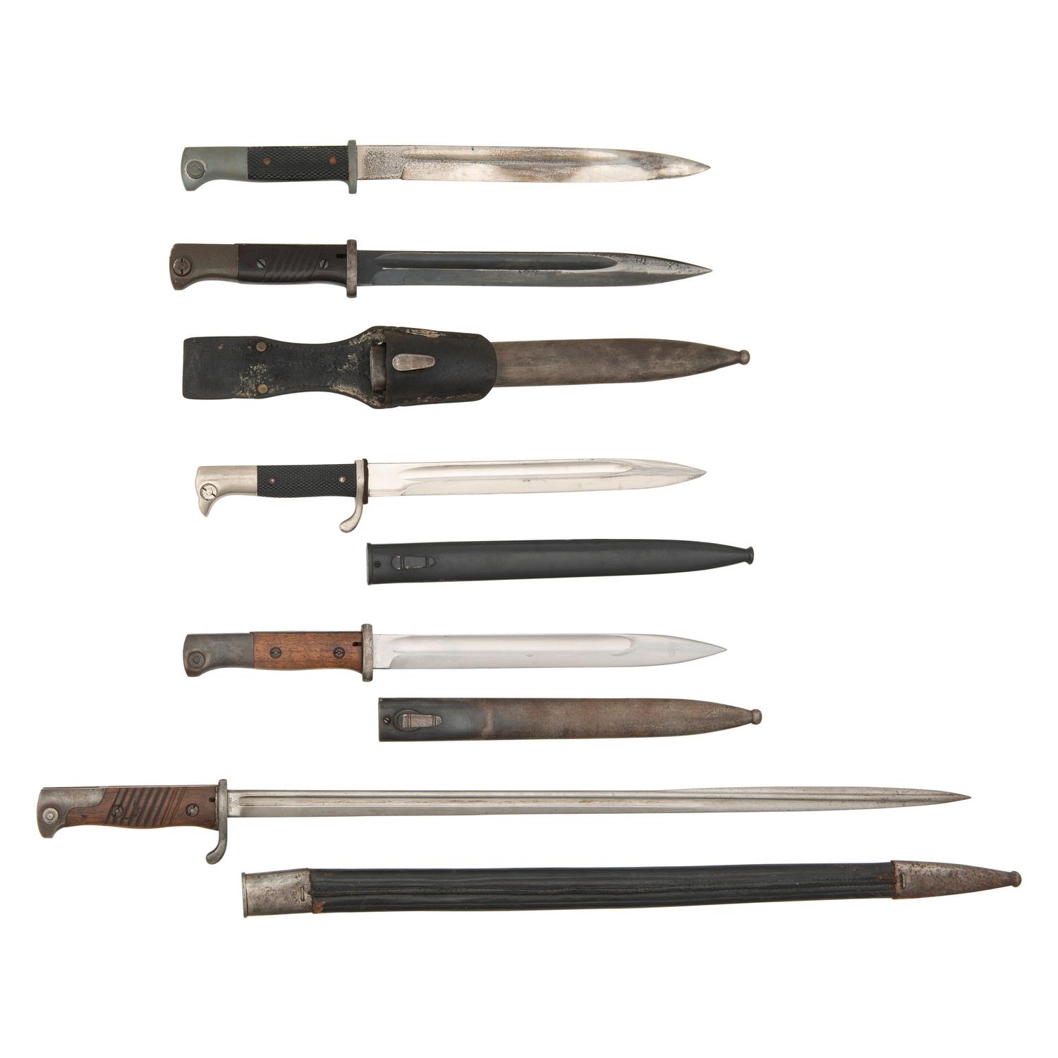 Lot of 5 German Bayonets Including: Fire Service, M1884/98, and M1898