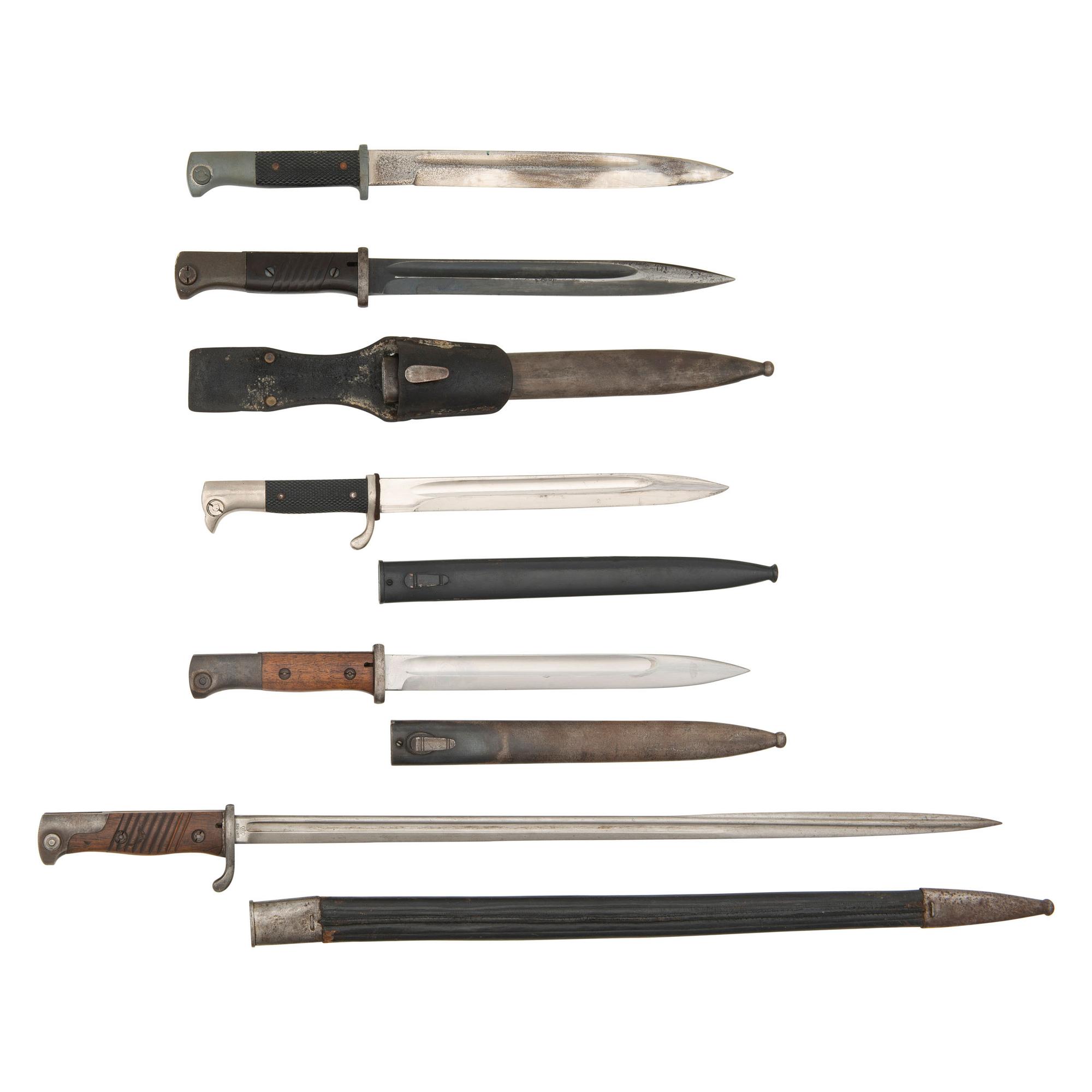 Lot of 5 German Bayonets Including: Fire Service, M1884/98, and M1898