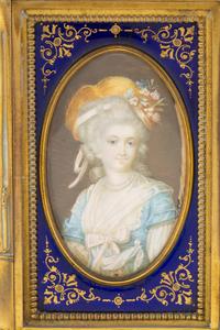 A French Gilt Bronze, Enamel and Miniature Portrait-Inset Repeating Carriage Clock
