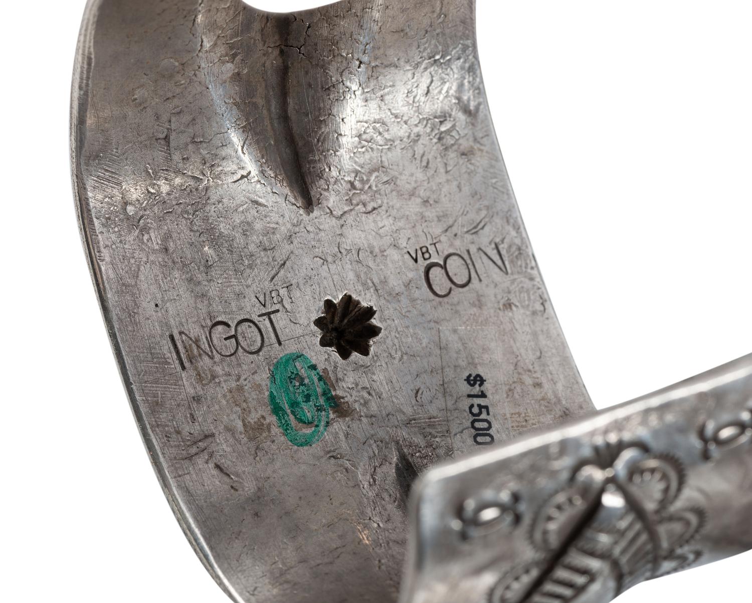 Navajo and Apache Heavily Stamped Sterling Silver and Ingot Cuff Bracelets