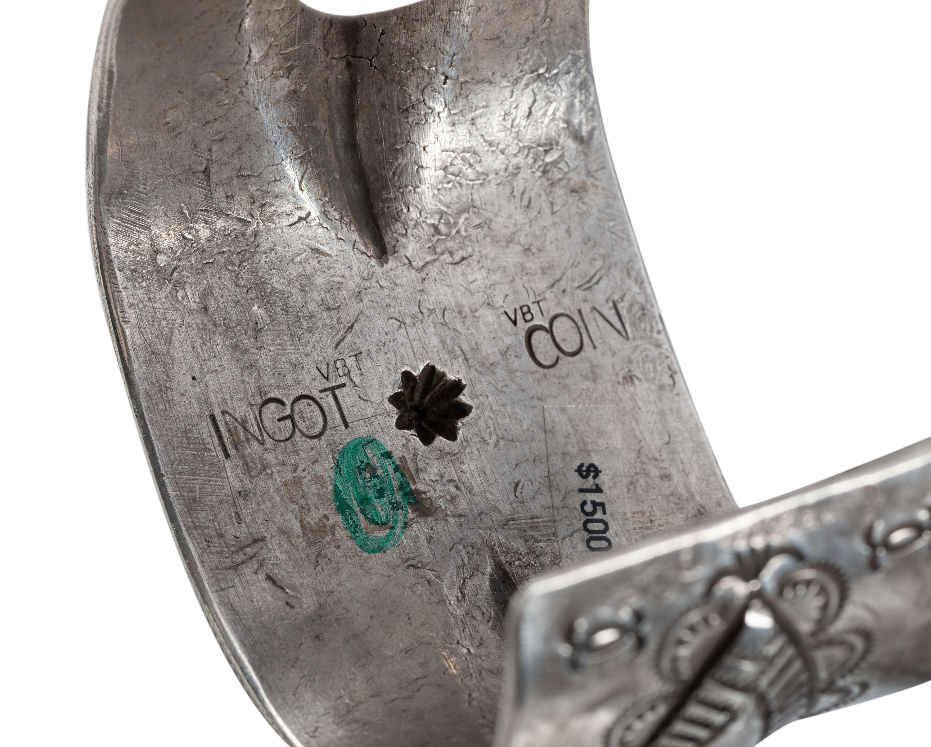 Navajo and Apache Heavily Stamped Sterling Silver and Ingot Cuff Bracelets
