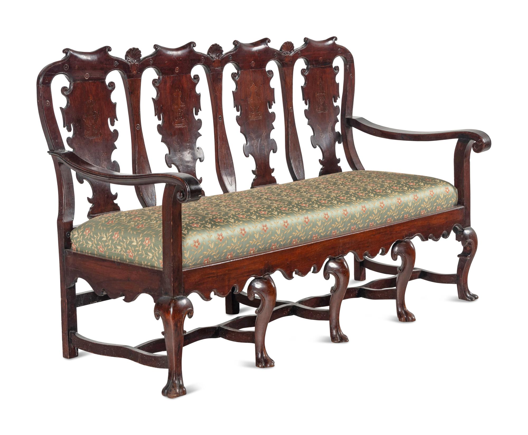 A Portuguese Walnut Quadruple-Back Settee