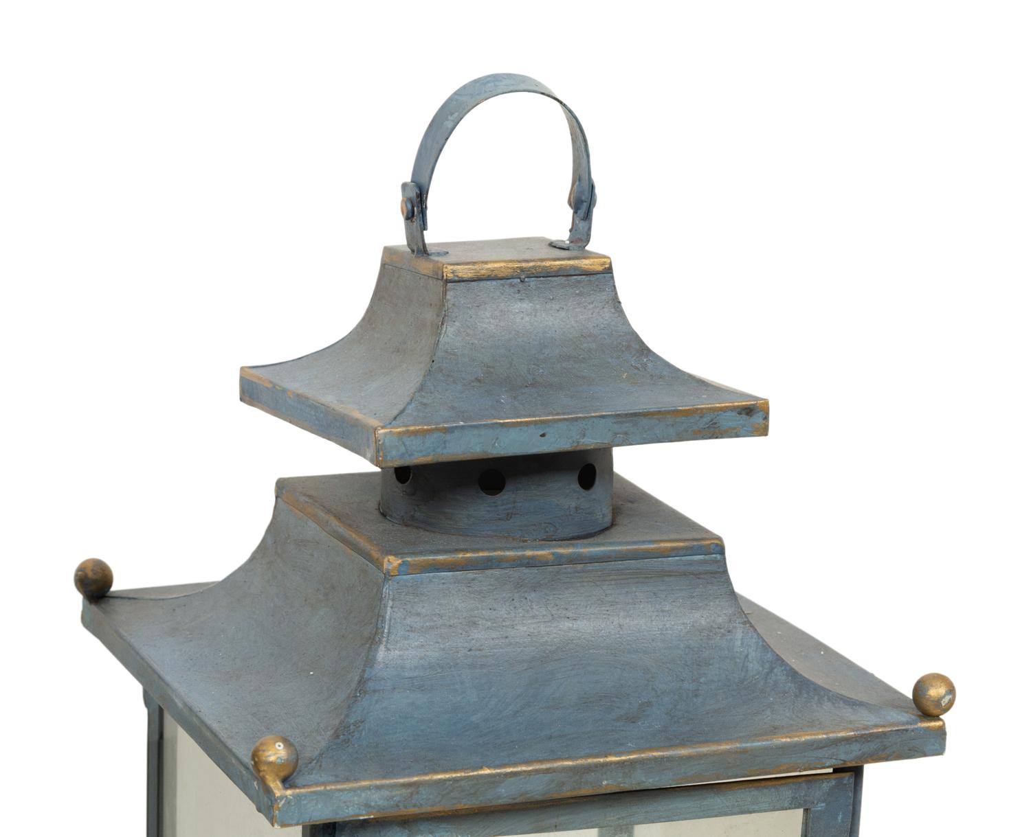 Two Pairs of Painted Steel Lanterns