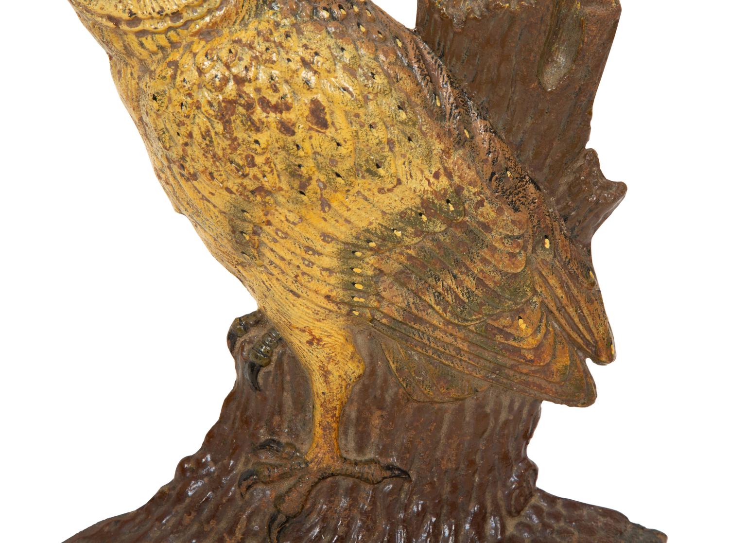 A Painted Cast Iron Owl Doorstop
