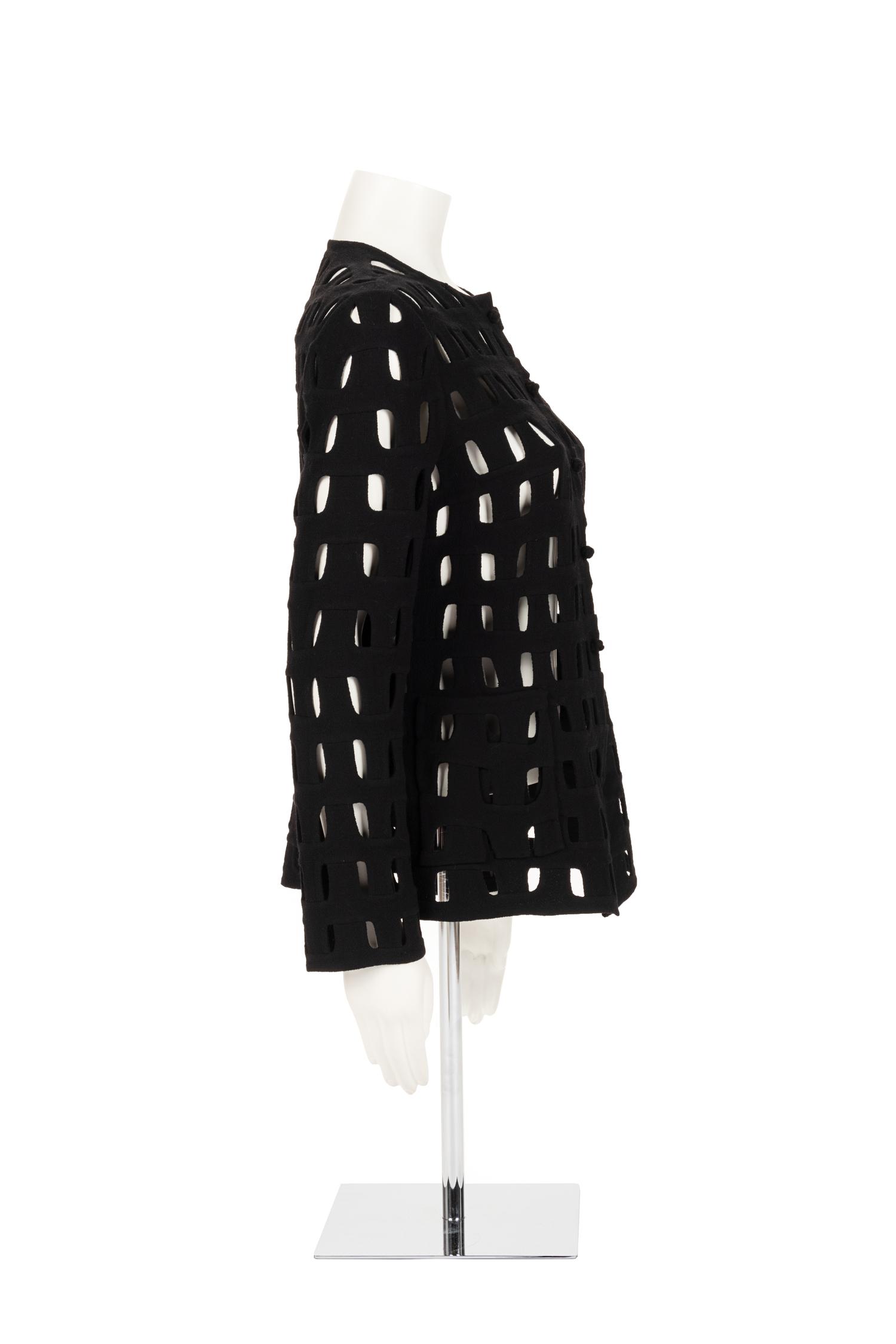 Ralph Rucci Wool Crepe Open Work Design Jacket