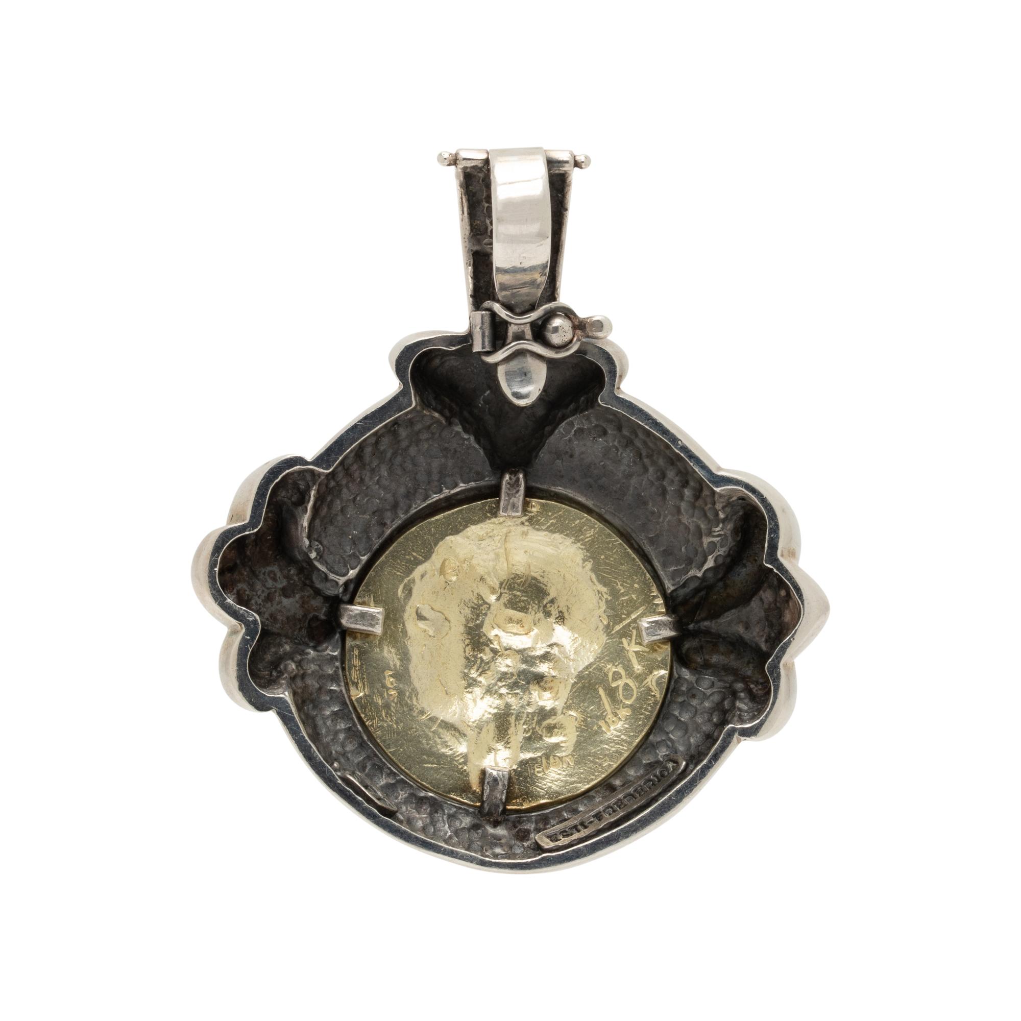 ESTI FREDERICA, SILVER AND YELLOW GOLD PENDANT