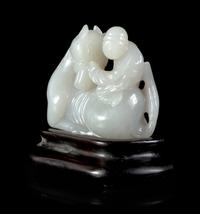 A Pale Grey Jade ‘Horse and Groom’ Group