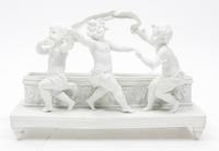 A Continental Bisque Porcelain Jardiniere Width 12 3/8 inches.