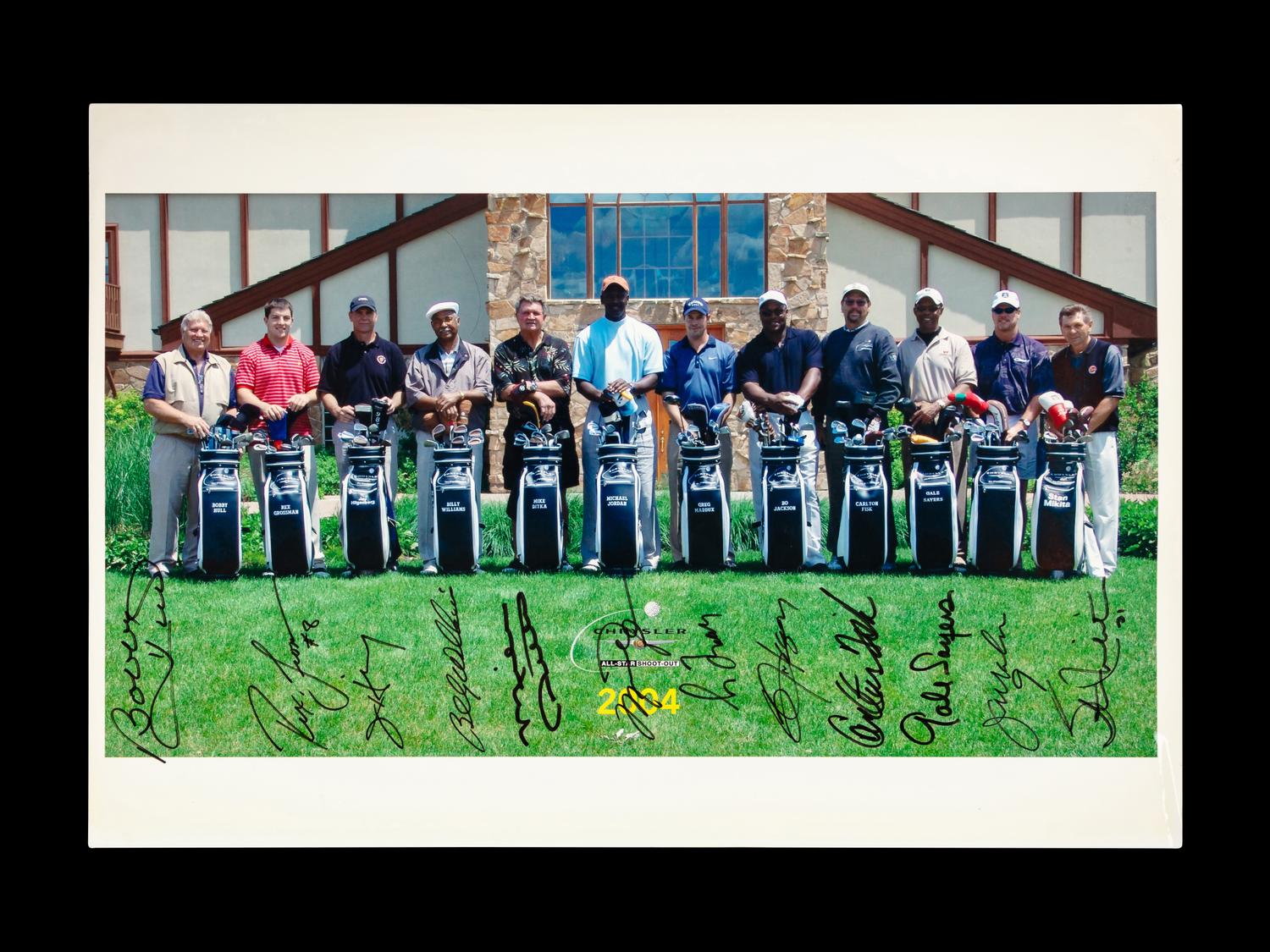 A 2004 Chrysler Golf Shootout Chicago Sports Stars Multi Signed Autograph Photo Including Michael Jordan (Beckett Authentication Services)
