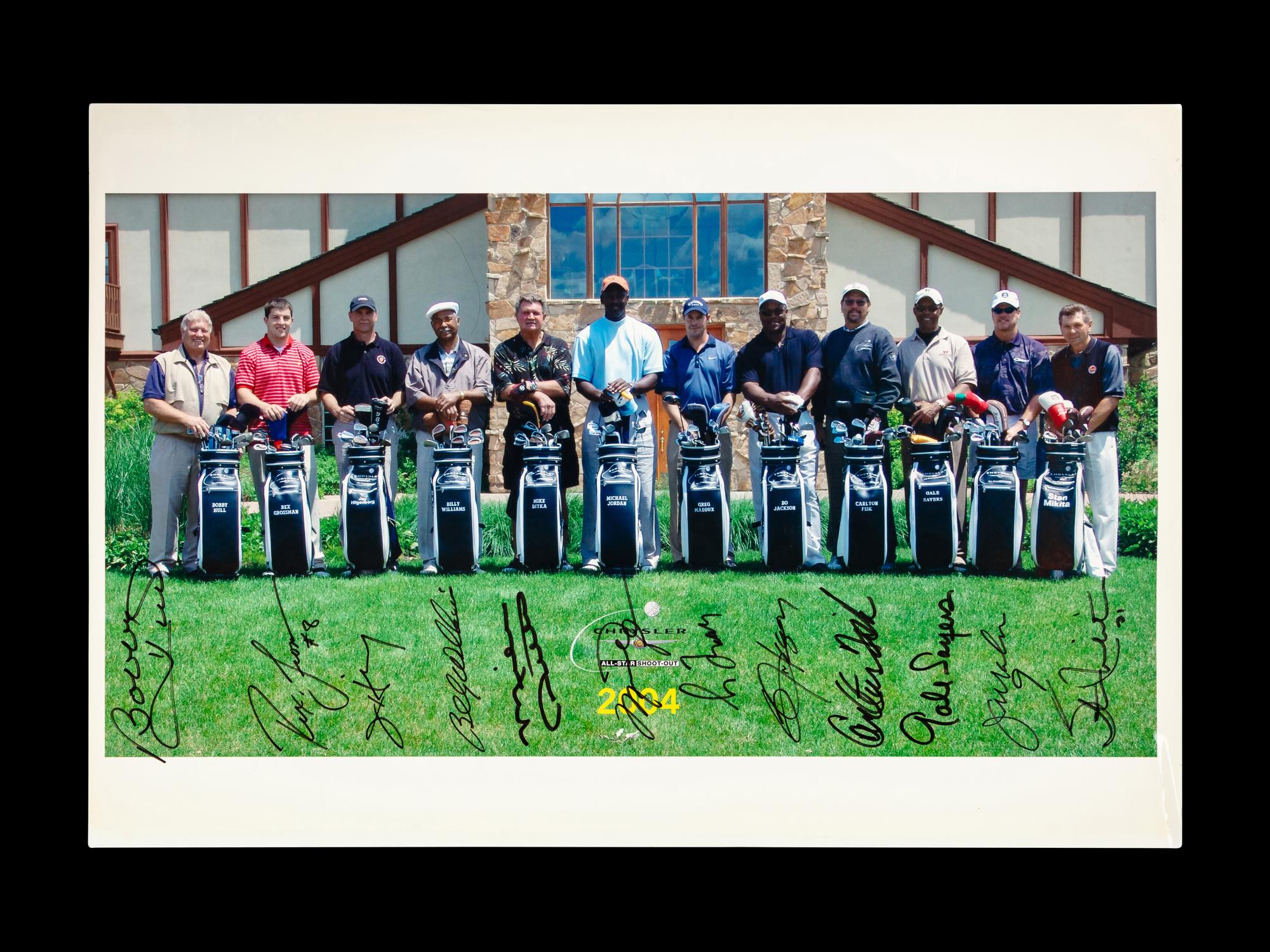 A 2004 Chrysler Golf Shootout Chicago Sports Stars Multi Signed Autograph Photo Including Michael Jordan (Beckett Authentication Services)