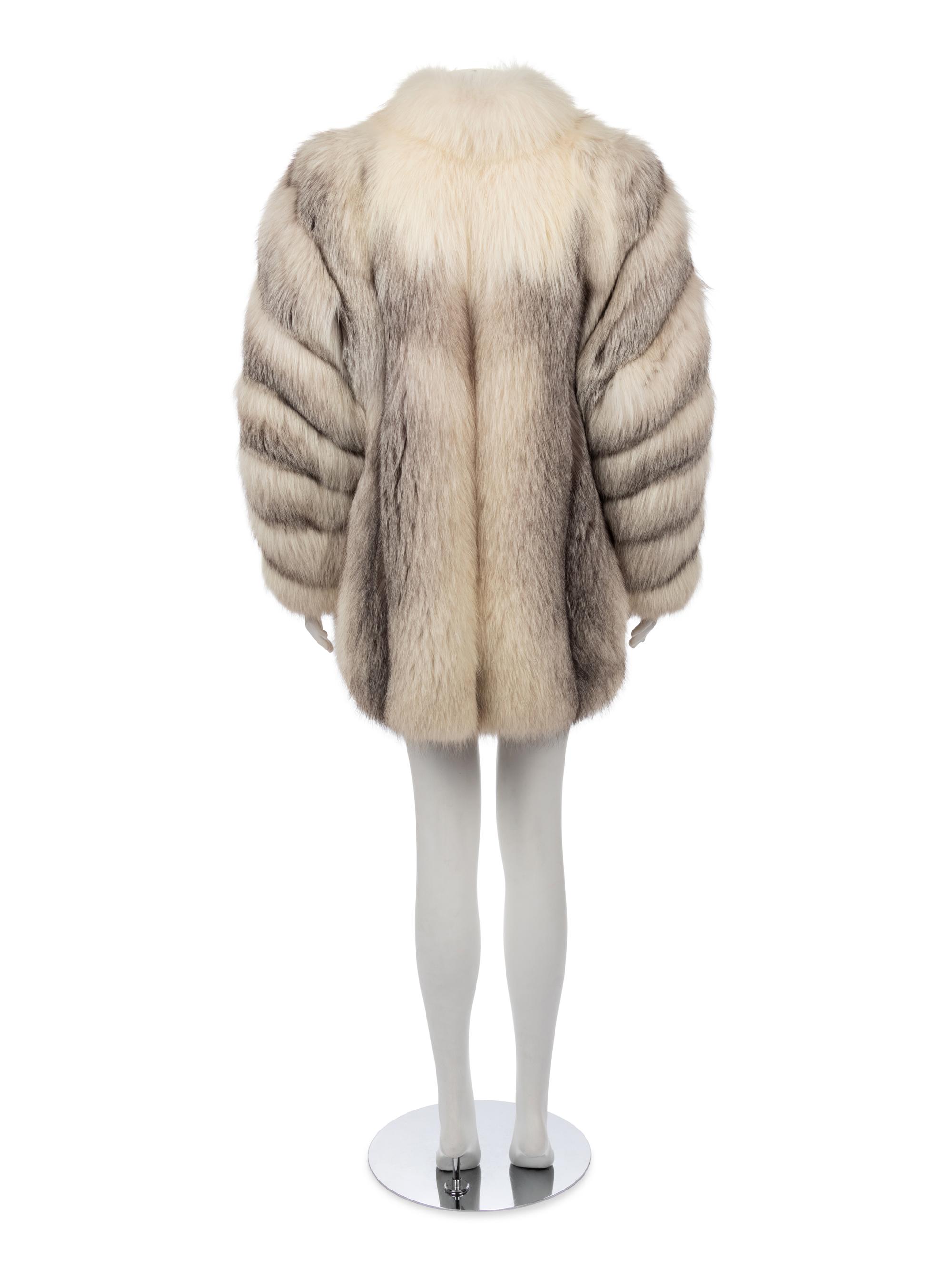 Yves Saint Laurent Gray Fox Coat, 1980s