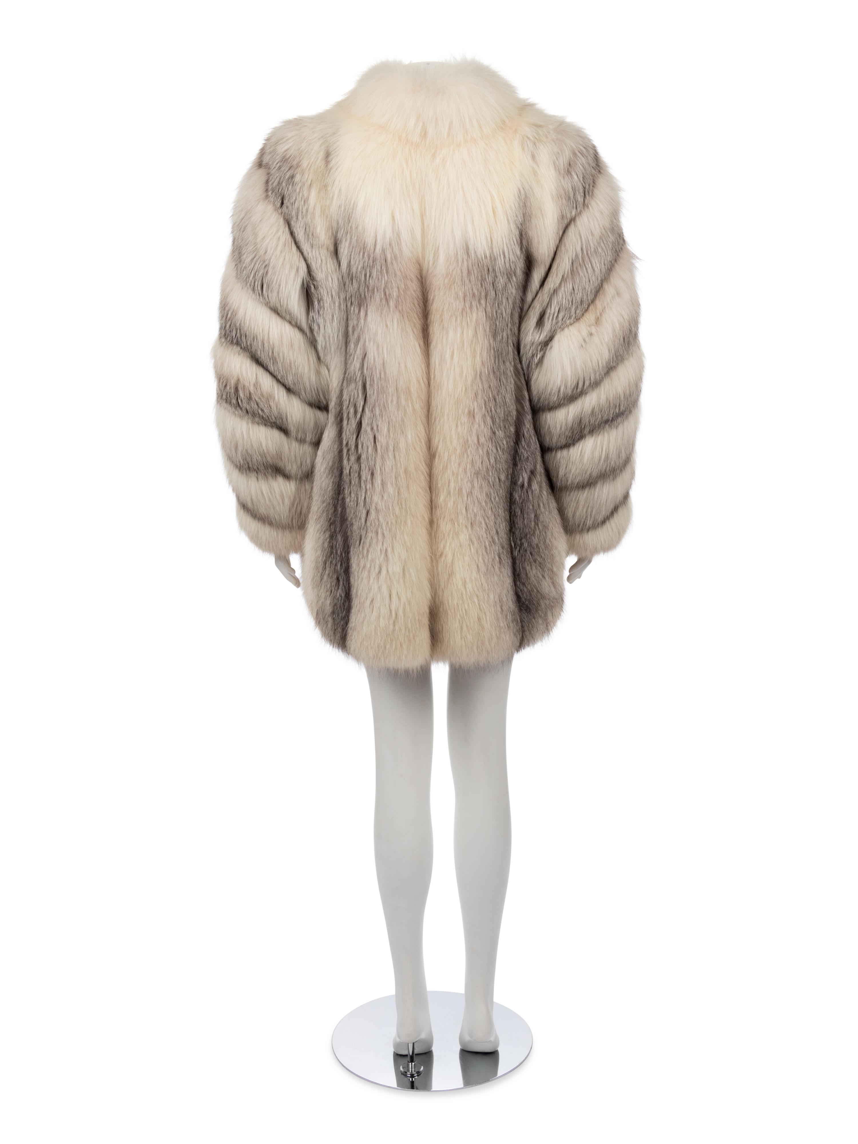 Yves Saint Laurent Gray Fox Coat, 1980s