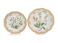 Two Royal Copenhagen Flora Danica Reticulated Cake Plates