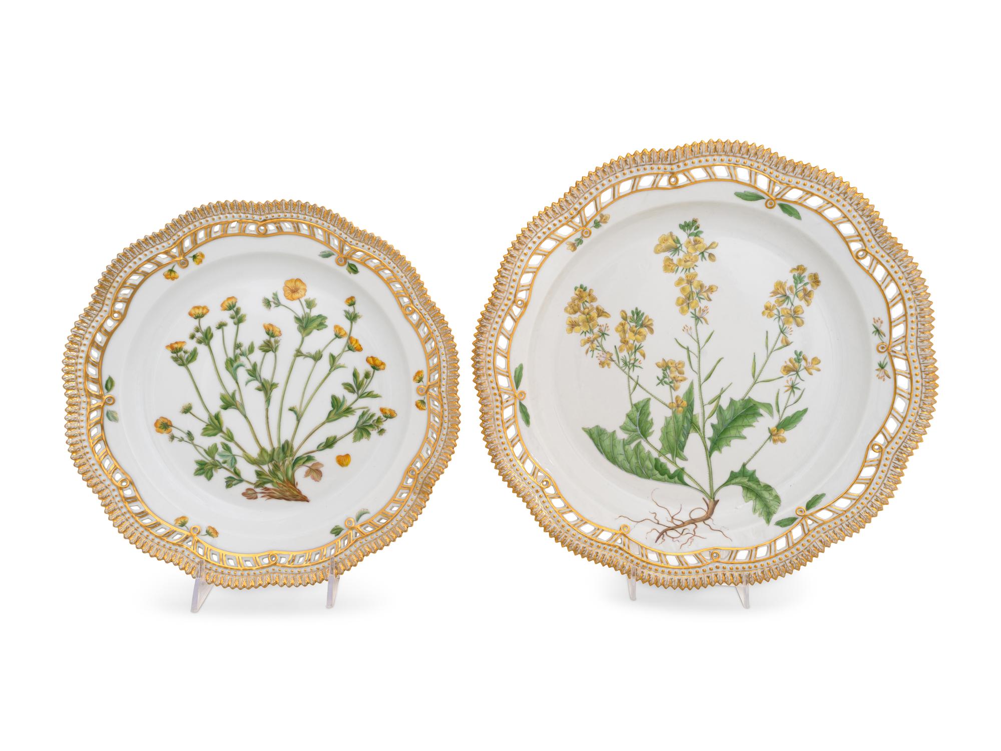 Two Royal Copenhagen Flora Danica Reticulated Cake Plates