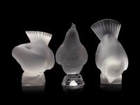 Three Lalique Bird Sculptures