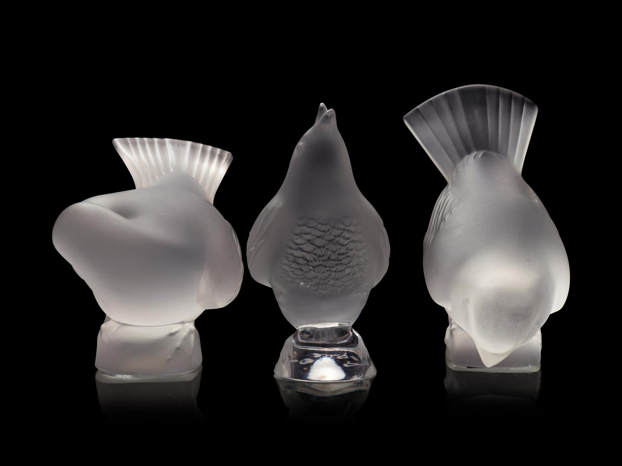 Three Lalique Bird Sculptures