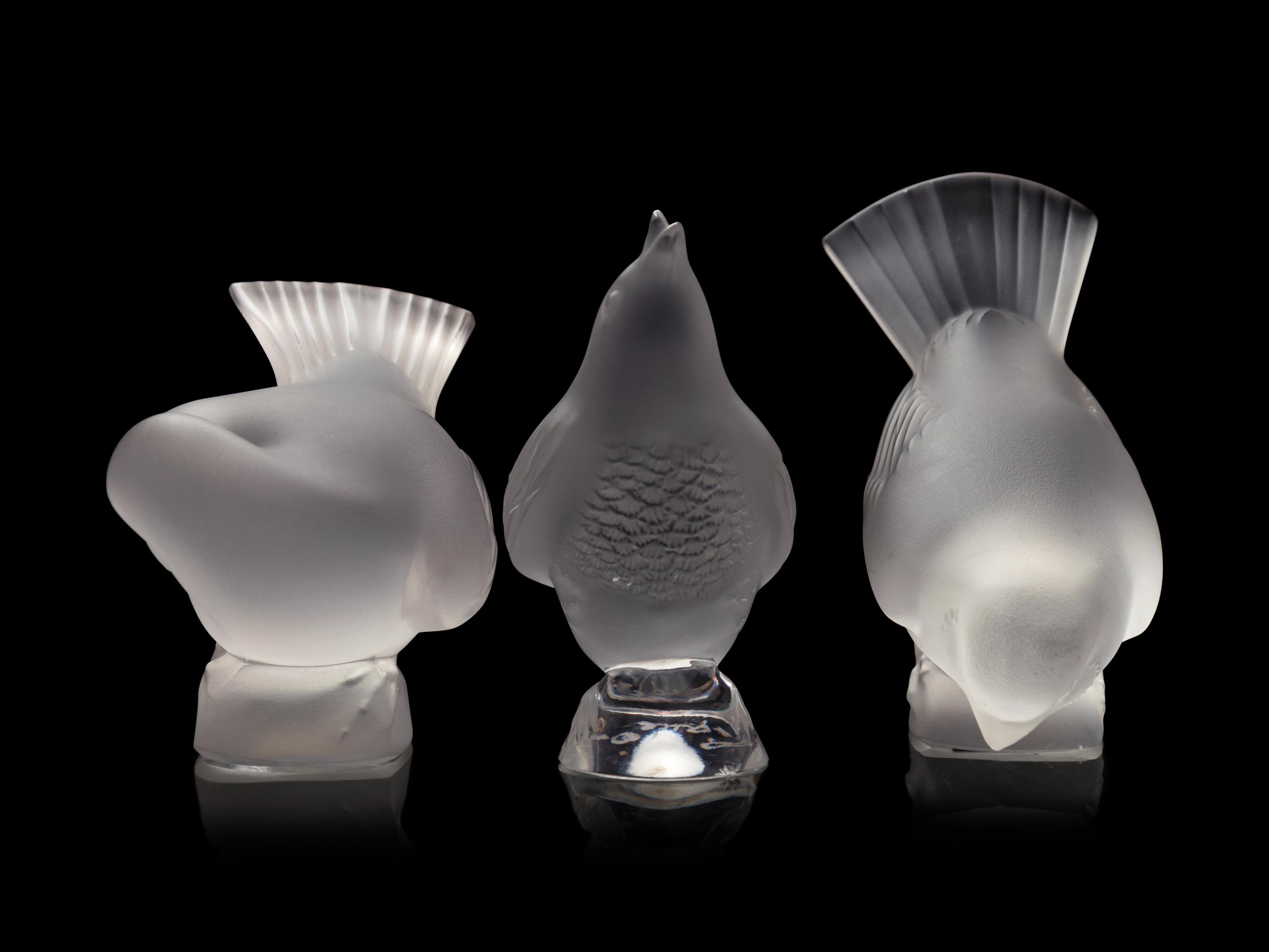 Three Lalique Bird Sculptures