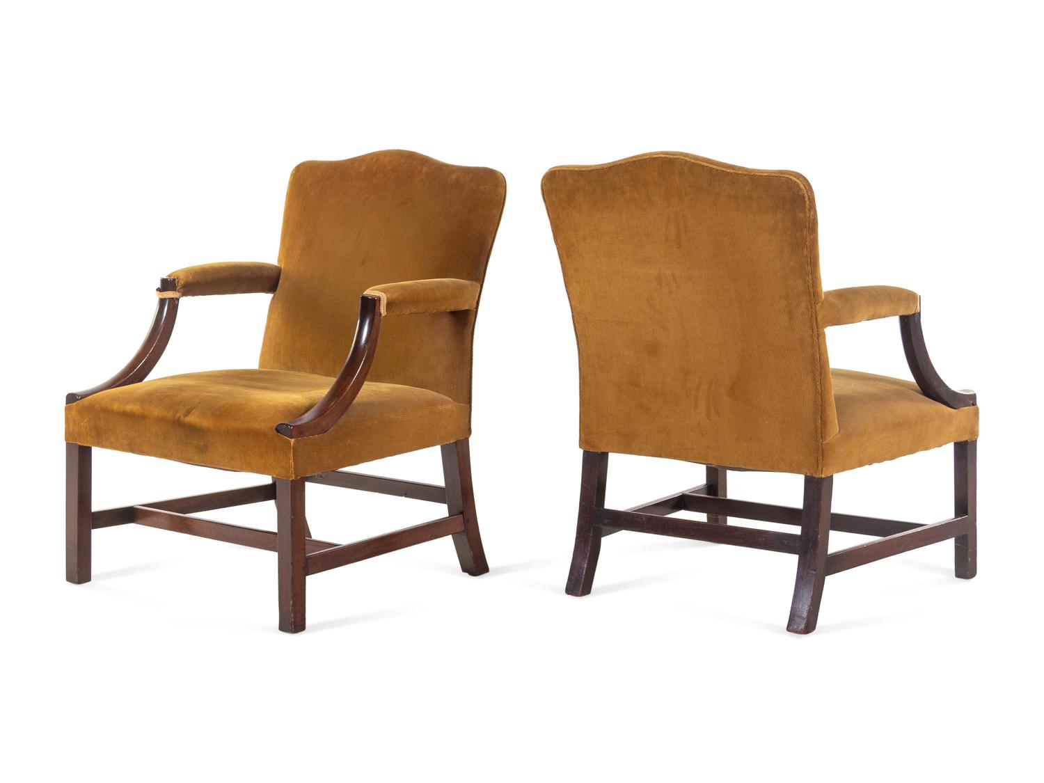 A Pair of George III Style Mahogany Library Chairs