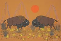Five Works: Elk Hunt, Boy's Vision, Indian Artist , Buffalo Brawl and Cry of the Wolf