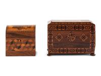Two English Tunbridge Ware Tea Caddies