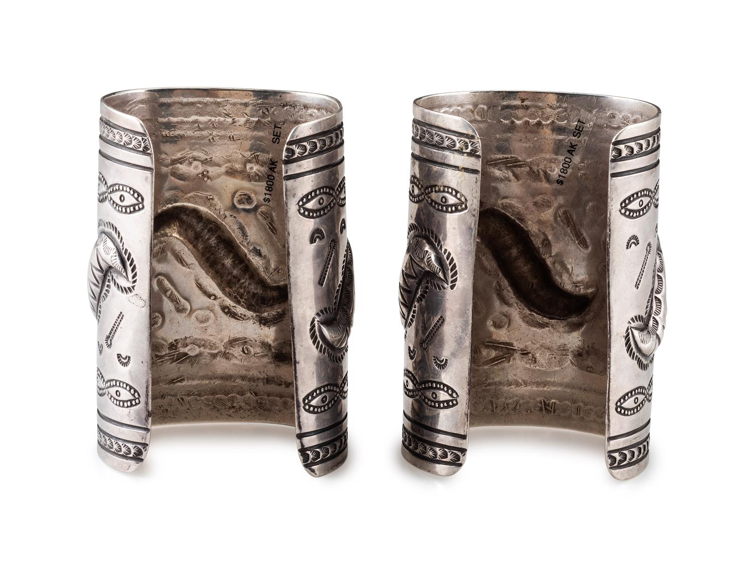 Pair of Navajo Stamped Ingot Cuff Bracelets