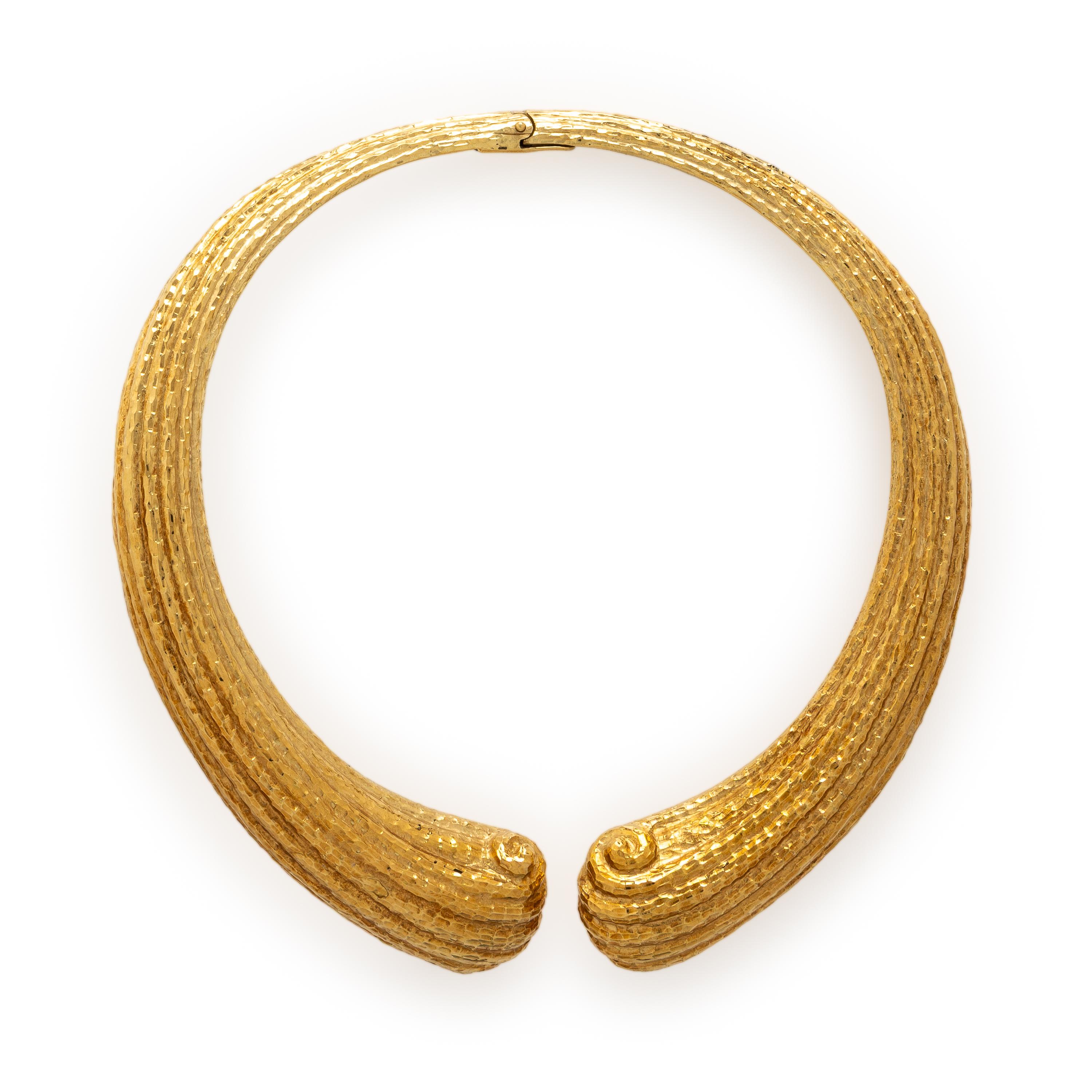 Frattini, Yellow Gold Hinged Collar Necklace