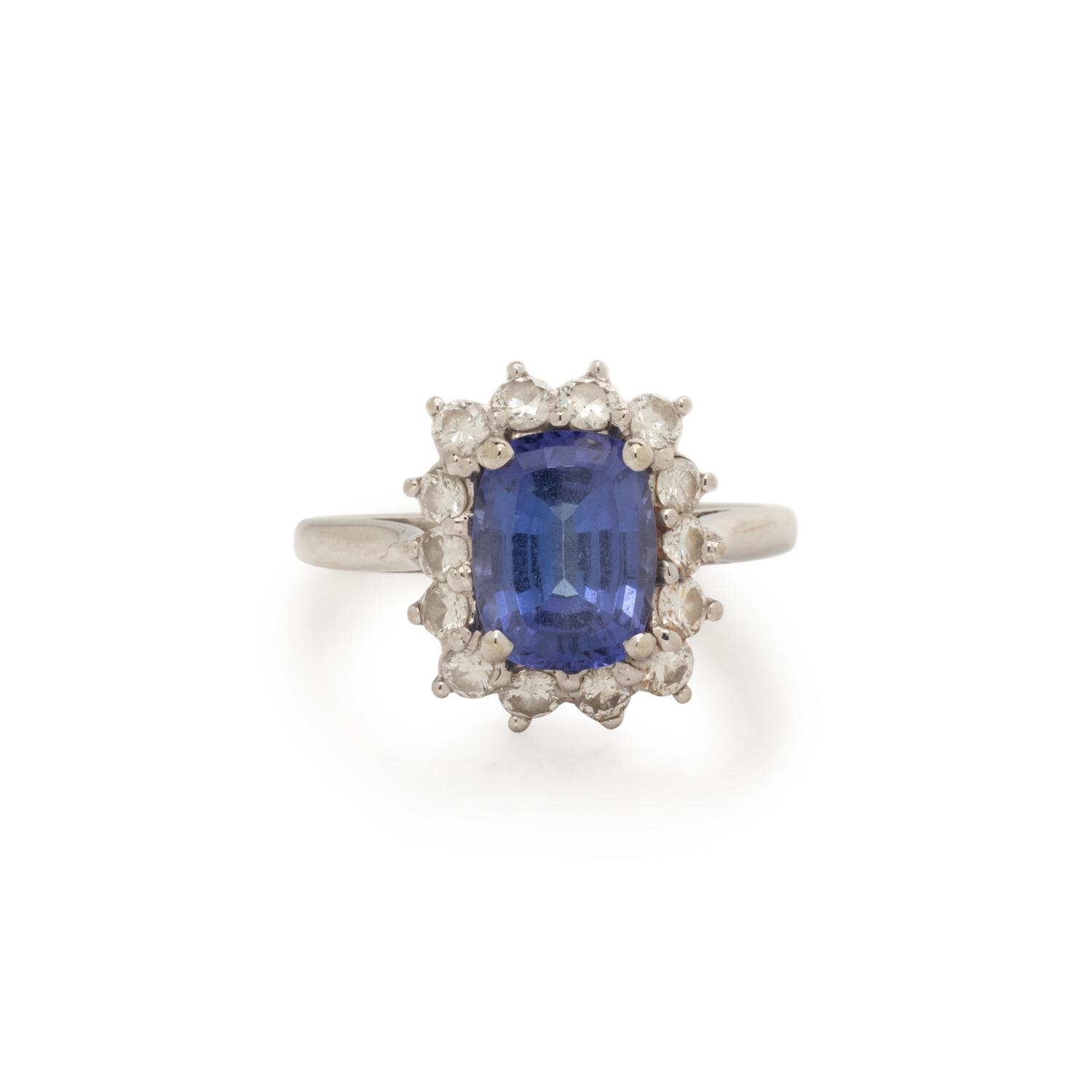 TANZANITE AND DIAMOND RING