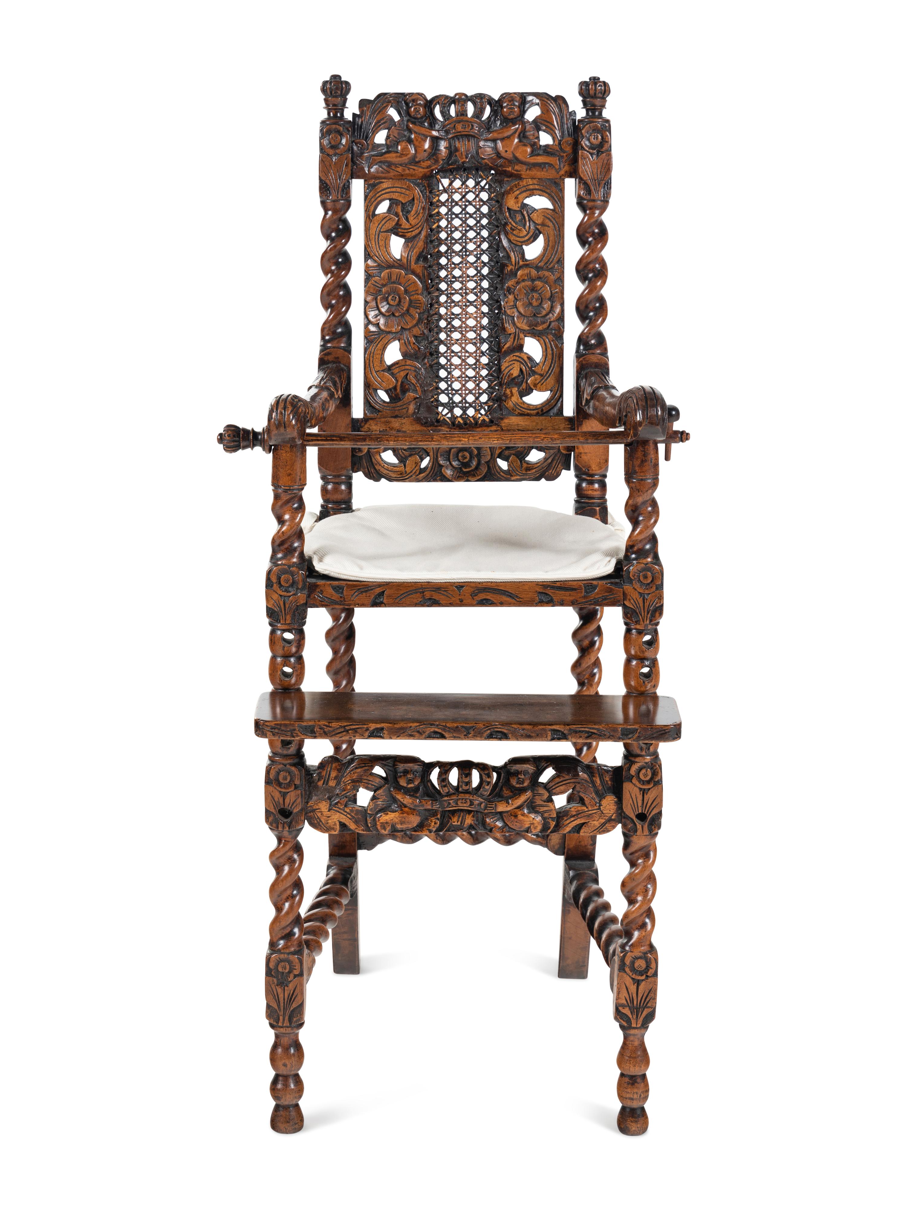 A William and Mary Walnut Highchair