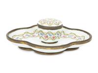 A Sèvres Porcelain and Gilt Bronze Inkwell