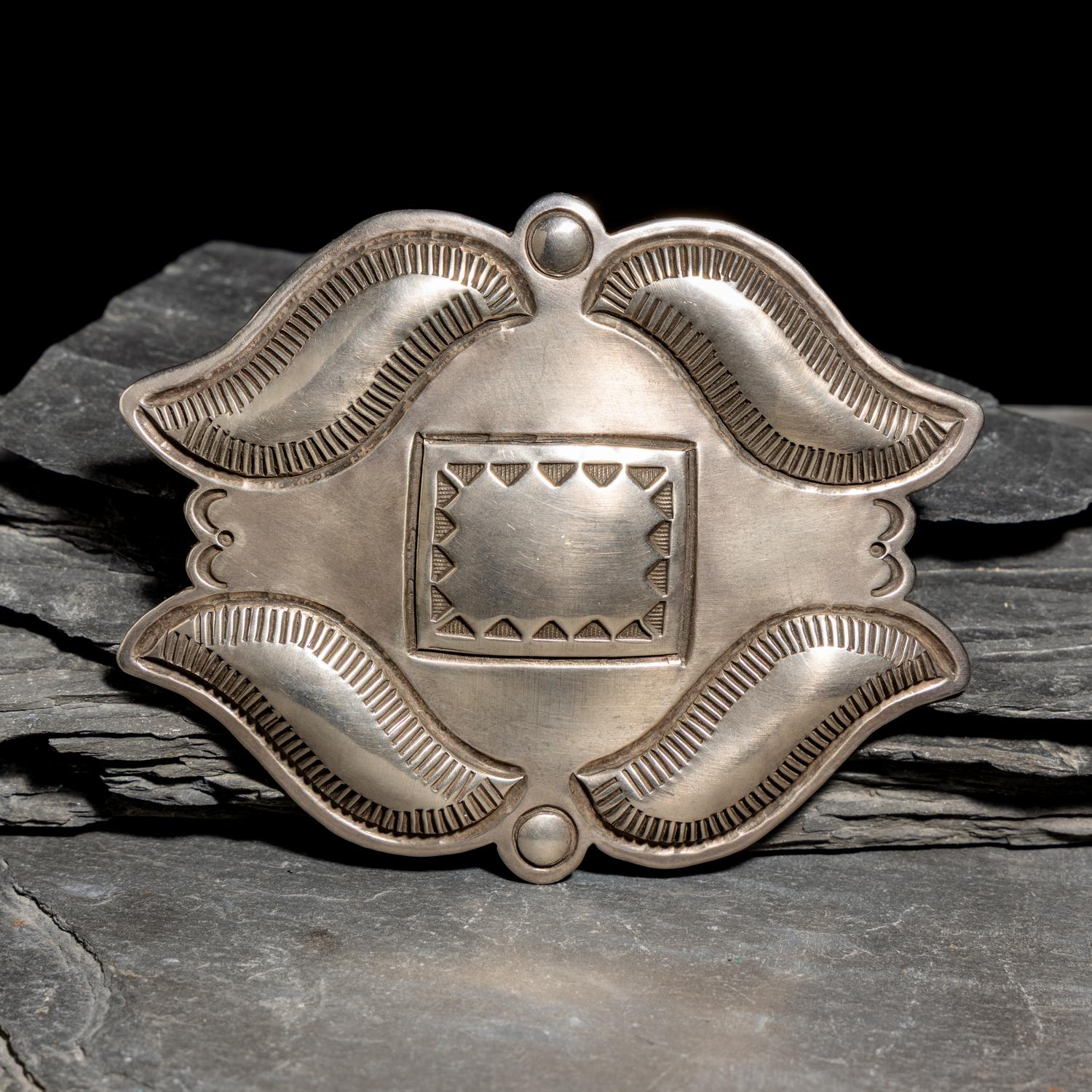 Cippy CrazyHorse (Diné, b. 1946) — Sterling Silver Belt Buckle