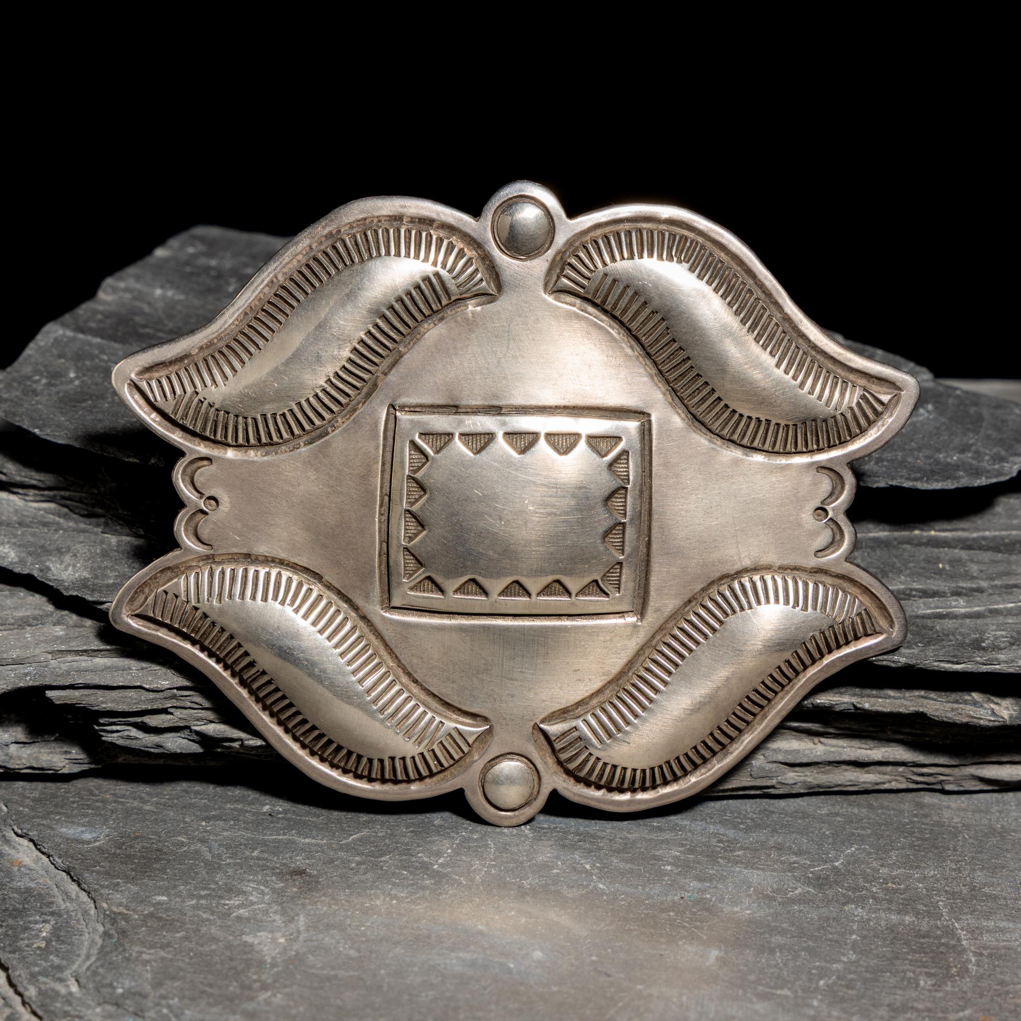 Cippy CrazyHorse (Diné, b. 1946) — Sterling Silver Belt Buckle