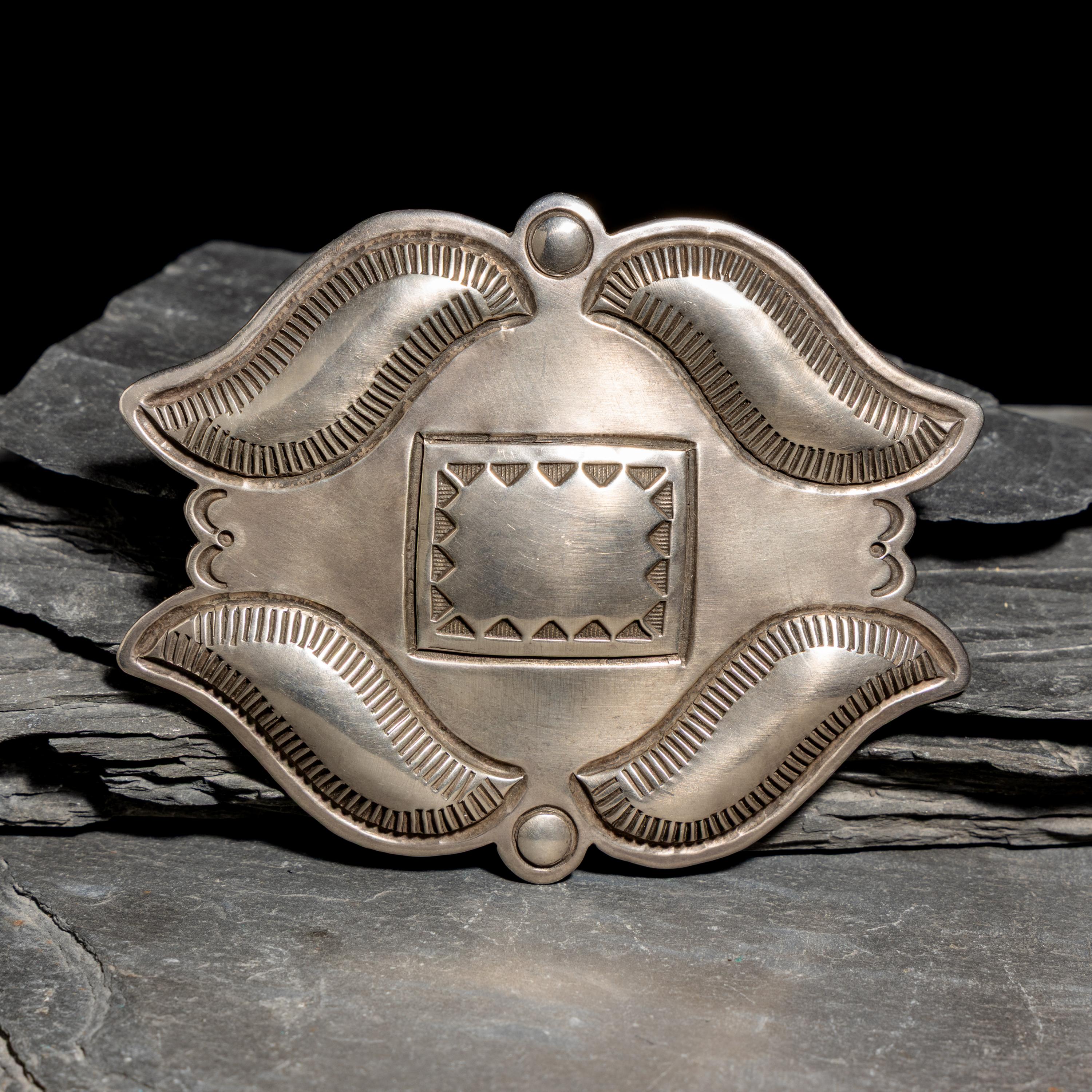 Cippy CrazyHorse (Diné, b. 1946) — Sterling Silver Belt Buckle