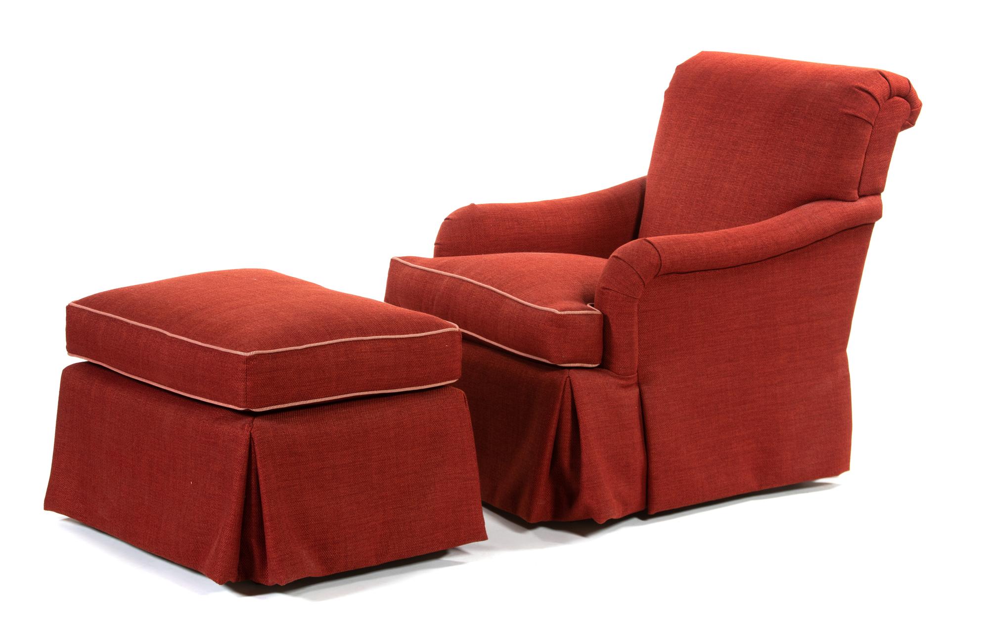 Contemporary Upholstered Club Chair and Ottoman