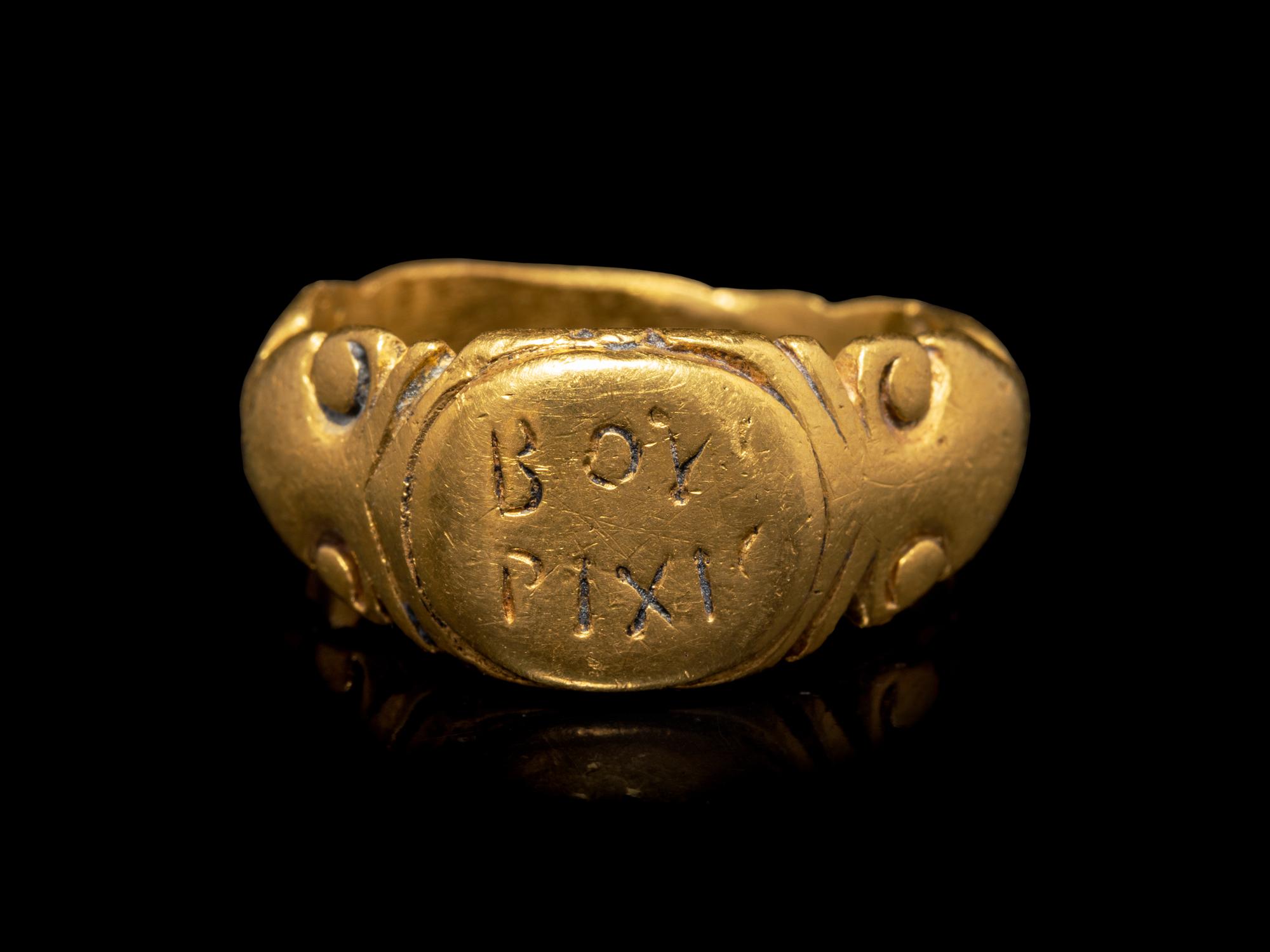 A Roman Gold Finger Ring with Latin Inscription