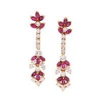 FRENCH, DIAMOND AND RUBY EARRINGS