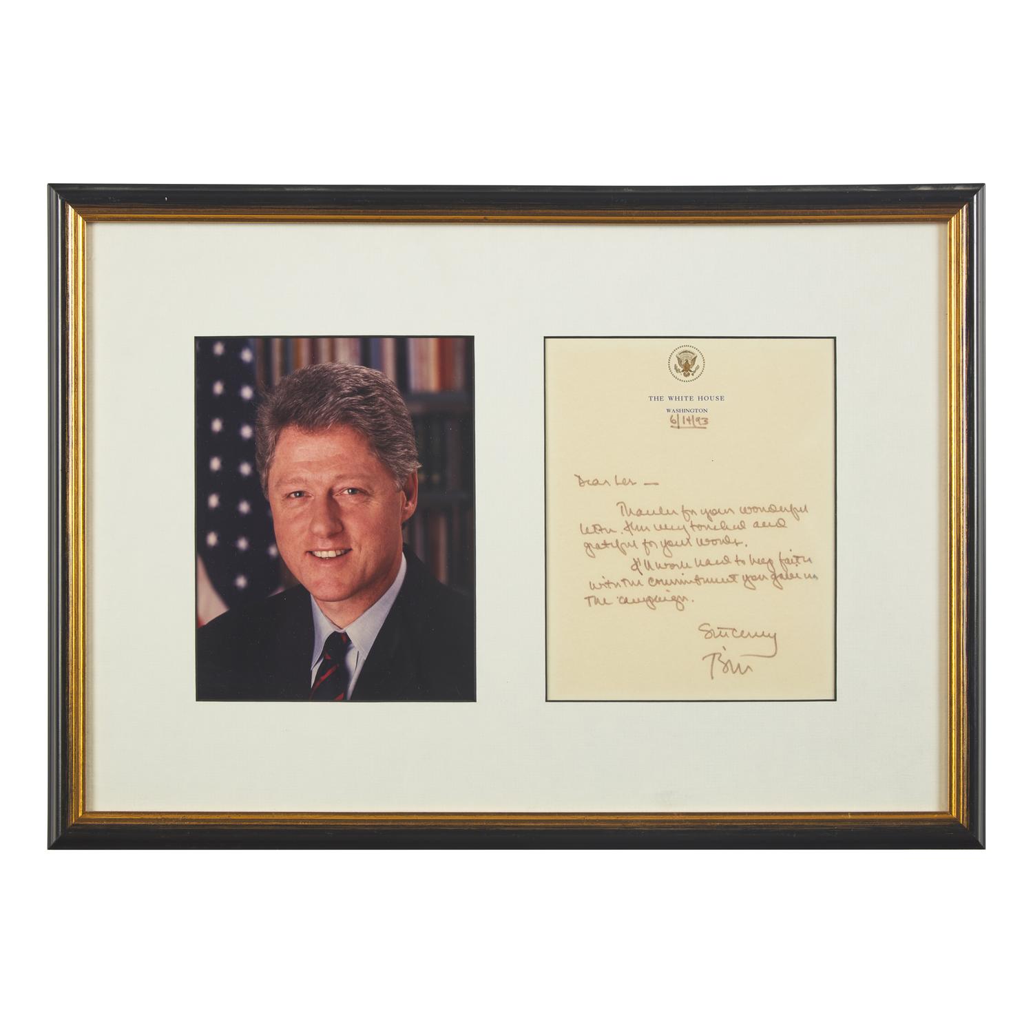 [Presidential] Clinton, Bill. Autograph Letter, signed
