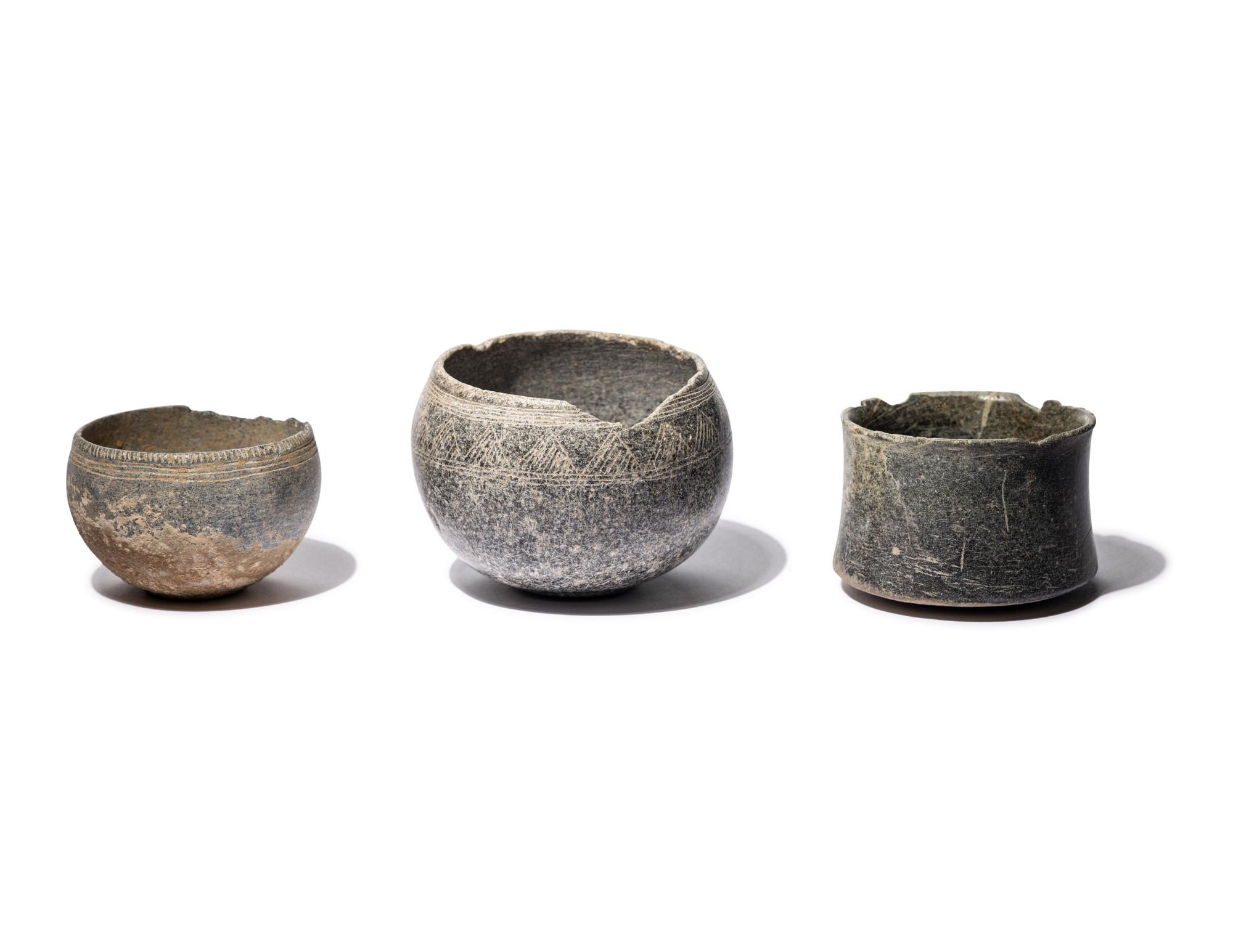 Three Bactrian Stone Vessels