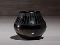 Blackware Pottery Jar, with Gunmetal Finish June 1962