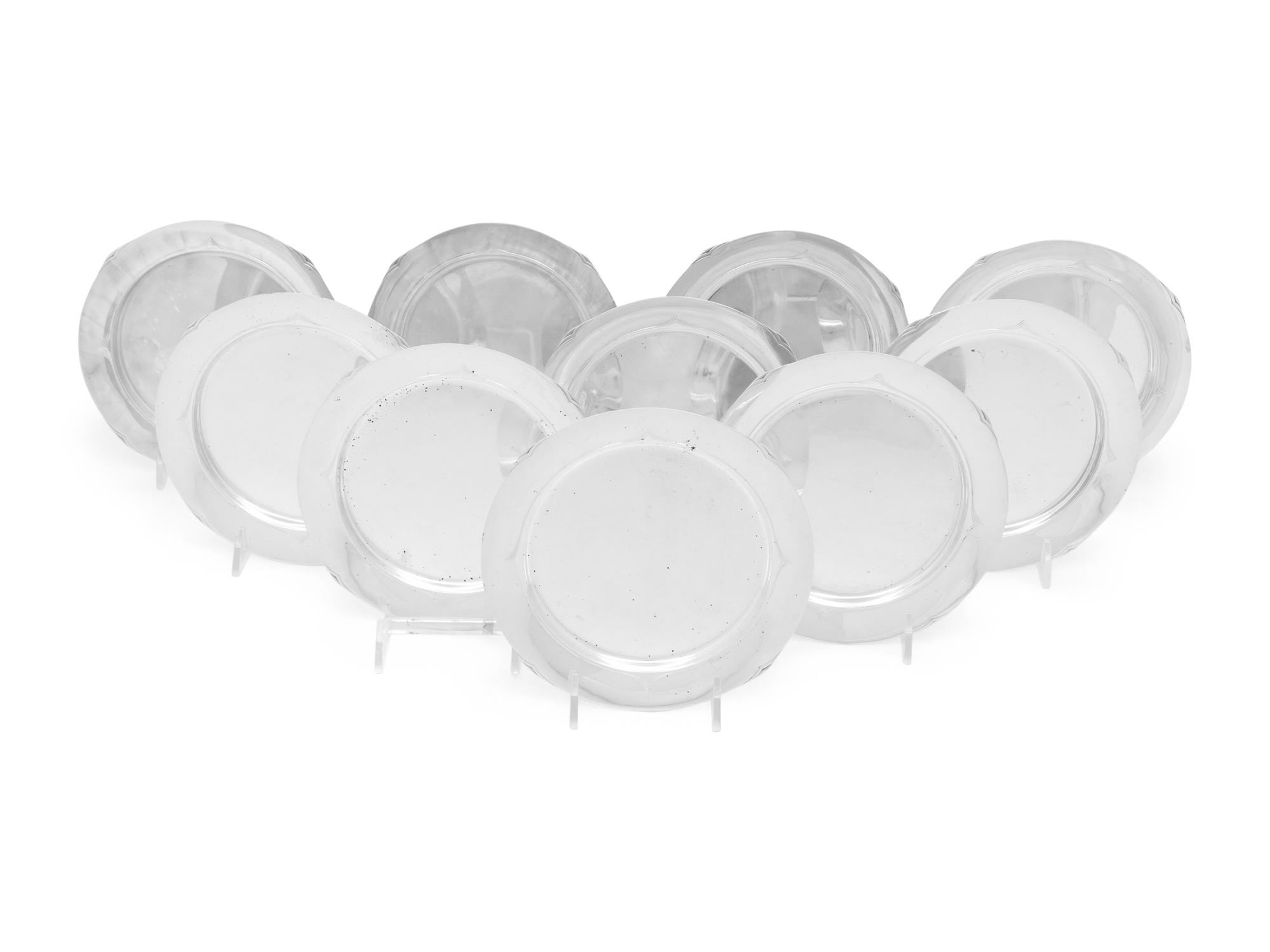 A Set of Ten American Silver Bread Plates