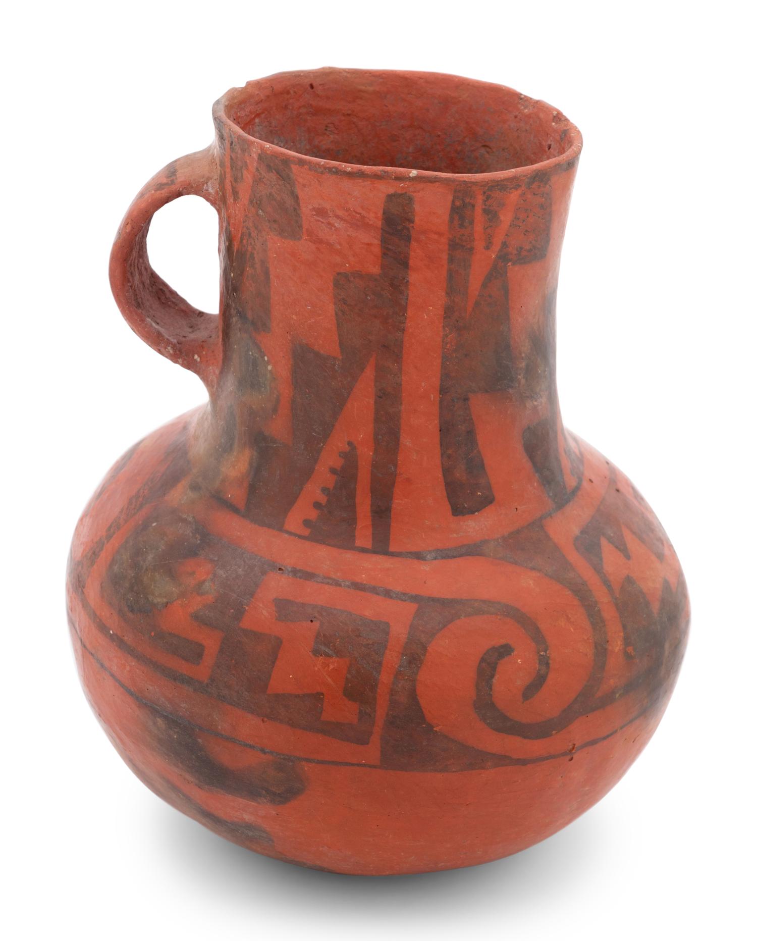 Puerco Black-on-Red Handled Pottery Jar