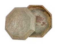 A Chinese Carved Jadeite Octagonal Box and Cover
