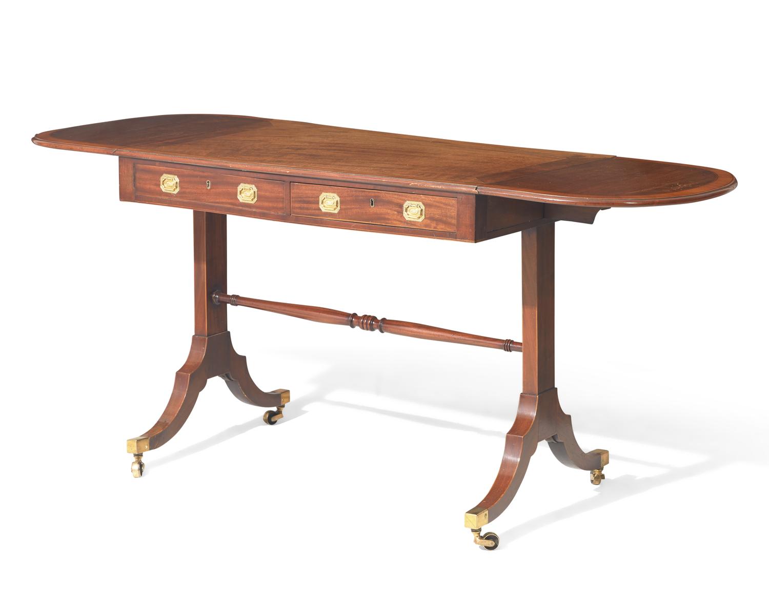 A Regency inlaid mahogany sofa table, circa 1820