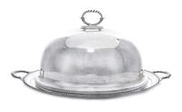 An English Silver-Plate Cloche and Tray, Elkington Silver Co., Birmingham, each of oval form, the handled tray centered with a crest fe