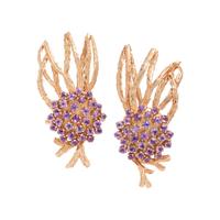 MARIANNE OSTIER, YELLOW GOLD AND AMETHYST EARCLIPS