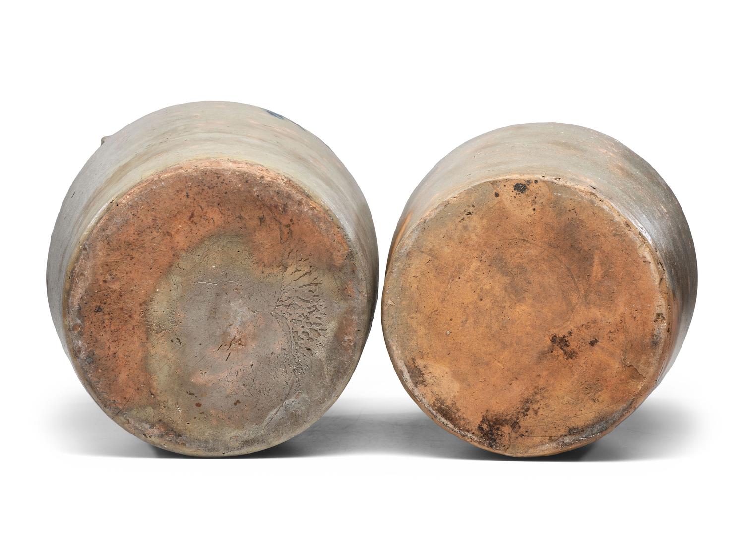 Two Cobalt Decorated Stoneware Crocks
