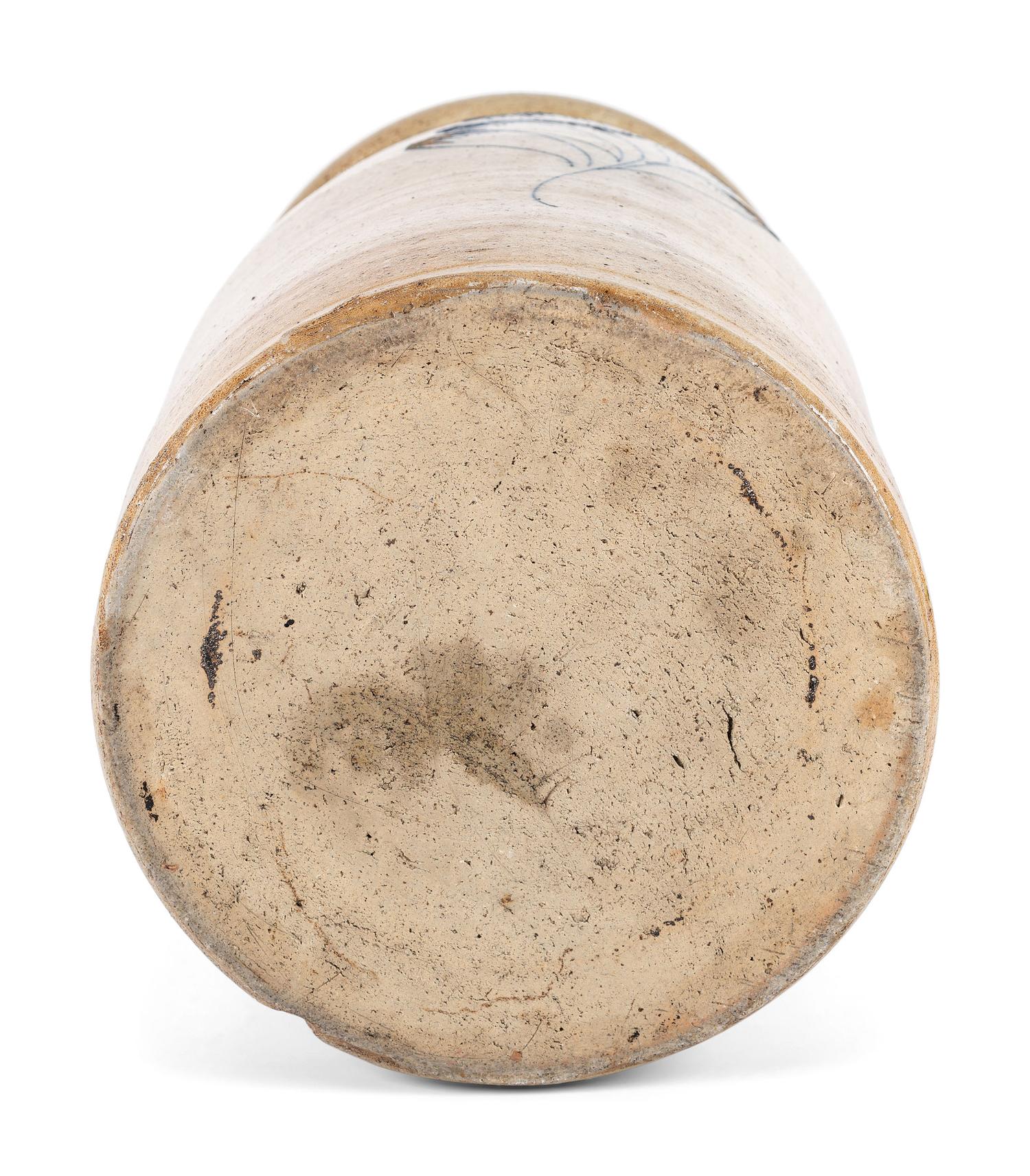 A New York Cobalt-Decorated Five-Gallon Stoneware Churn