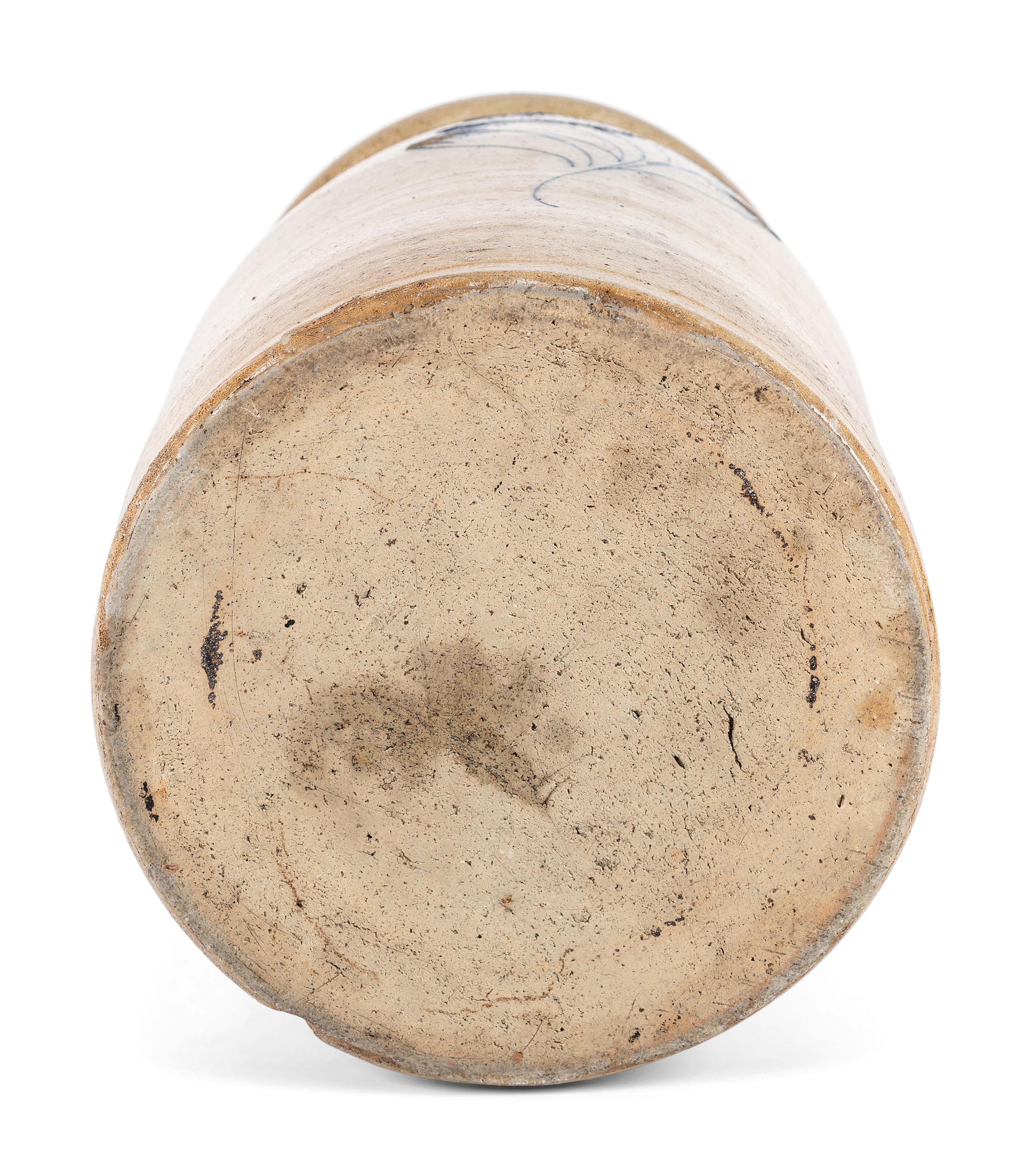 A New York Cobalt-Decorated Five-Gallon Stoneware Churn