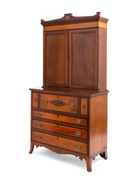 A Federal Mahogany and Birdseye Maple Bureau Cabinet