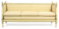 A Gustavian Style Painted Day Bed Height 38 1/2 x width 82 1/4 x depth 30 1/2 inches. — 20TH CENTURY