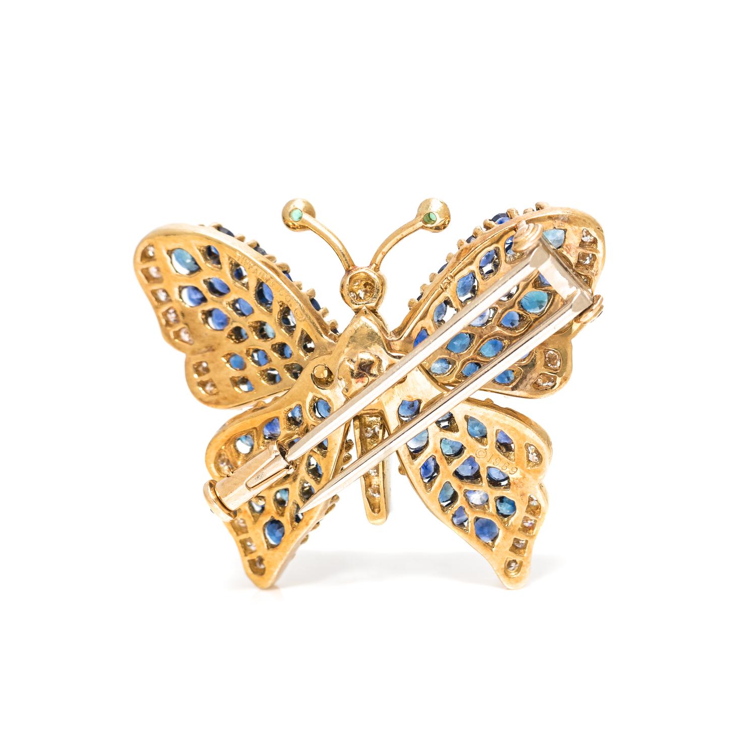 TIFFANY & CO., SAPPHIRE AND DIAMOND BUTTERFLY BROOCH